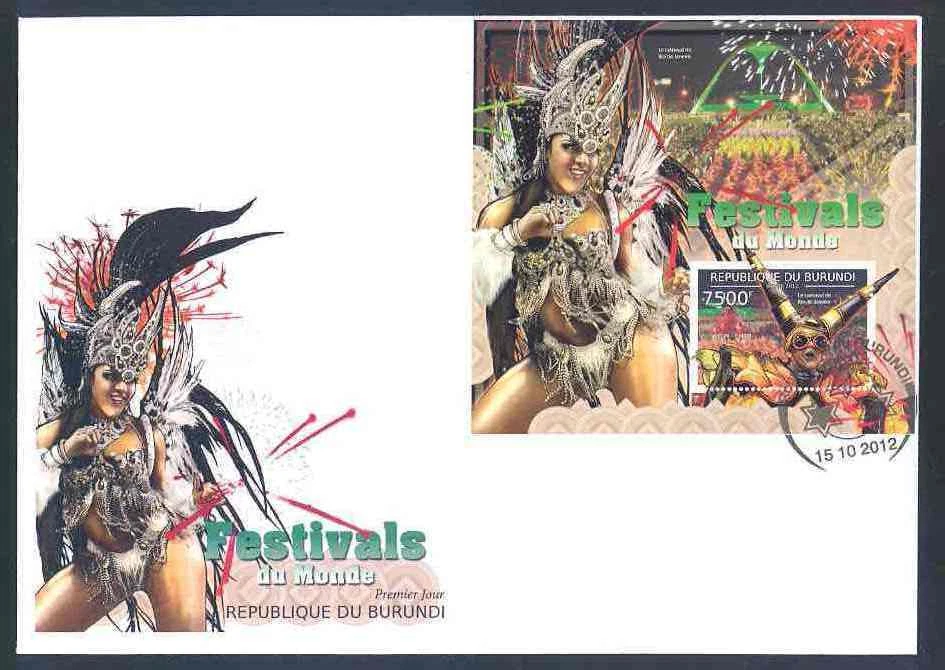 Burundi 2012' Festivals Du Monde' Carnaval Souvenir Feuille Premier Jour Housse - Photo 1/1