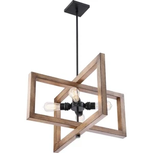Nuvo Lighting Beacon 4 Light Large Pendant Fixture, Black/Gray Wood - 60-6825 - Picture 1 of 1