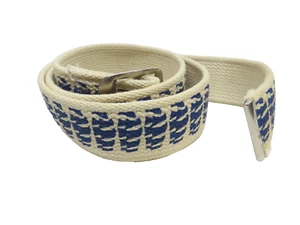 De colección ENVÍOS ALTOS Cinturón Puerto de Nueva York Souvenir Lona Azul Blanco 36" Extremo a Extremo M - Imagen 1 de 5