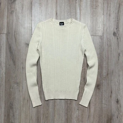 Dolce Gabbana Y2K винтажный 90-х ребристый женский свитер авангард бежевый размер M - Изображение 1 из 4