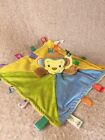 Taggies Monkey Lovey Security Blanket Baby Doll Plush Sensory Tabs Color Block