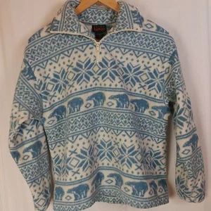Kids Lavon Large 14 Fleece Pullover Arctic Bears Nordic Print 1/4 Zip Synchilla - Picture 1 of 12