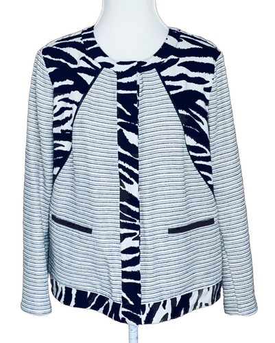 VETEMENTS CHICO'S GIACCA DONNA A PEZZI ANIMALIER CHIUSURA A SCATTO DUE TASCHE FINTE TG 2 USATA IN OTTIME CONDIZIONI