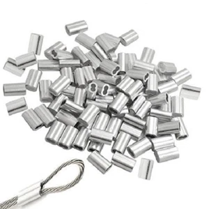 Mangas de aluminio de 1/8" crimpadoras de clip para cable, cable 50 piezas - Imagen 1 de 1