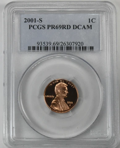 2001 S Proof Lincoln  Cent Penny  PCGS PR69RD DCAM Cover