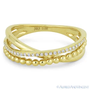 0.08 ct Diamond Right-Hand Multi Arch Stackable Overlap Ring in 14k Yellow Gold - Picture 1 of 1