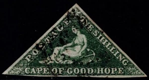 1855 Cape of Good Hope 1/- Deep Dark Green on White SG 8b VFU Cat. £550.00 - Picture 1 of 1