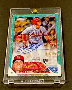 2023 TOPPS CHROME NOLAN GORMAN AQUA WAVE REFRACTOR ON-CARD AUTO RC #’d 199 - Picture 1 of 8