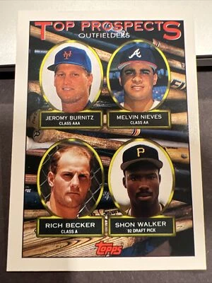 1993 Topps Top Prospects Jeromy Burnitz Melvin Nieves Rich Becker #658 Rookie RC - Image 1 of 2