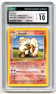 CGC 10 GEM MINT French Arcanine Arcanin Base Set 1st Edition Pokemon 23/102 -06 - Image 1 of 2