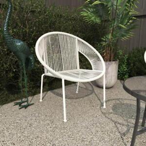Litton Lane Outdoor Dining Chair White Metal Contemporary Oval Polished Plastic
