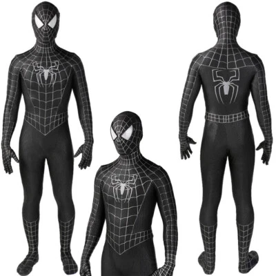 The Black Venom Spiderman Jumpsuit Bodysuit Cosplay Costume Halloween Adult Kids - Image 1 of 4