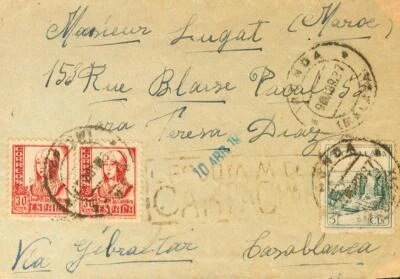 Zona Nacional. Censura Militar Bando Nacional. SOBRE  823(2). 1937. 30 cts rosa - Imagen 1 de 2