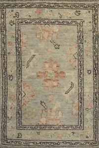 Pflanzlich gefärbt Allover Oushak Wolle Handarbeit Teppich 2x3 Fuß Türkischer Teppich - Bild 1 von 10