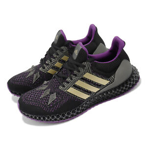 adidas Ultra 4D Marvel Black Panther Black Gold Purple Men Running Shoes HQ0949