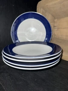 Williams Sonoma NEWPORT 9" Blue Rimmed Soup Bowls (4) - Picture 1 of 3