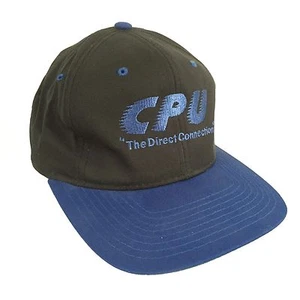 CPU The Direct Connection SnapBack Hat Vtg Trucker Cap Blue Black Geek Computer - Picture 1 of 9