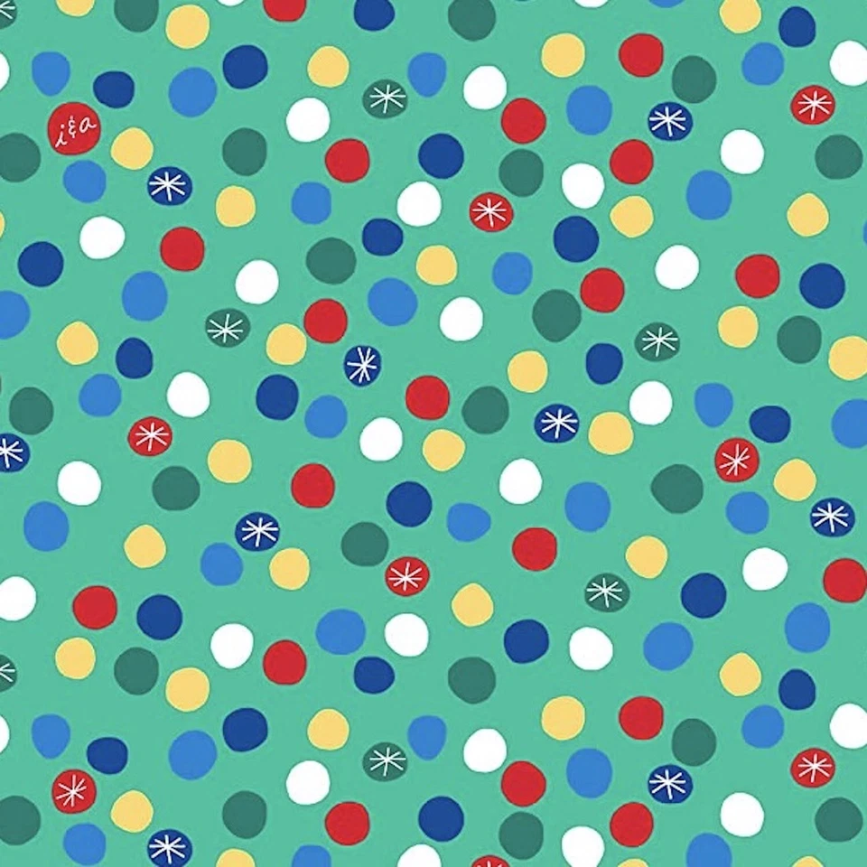 Chilly Dogs Polka Dot Sports Green 100% Cotton Fabric by The Yard - Image 1 of 1