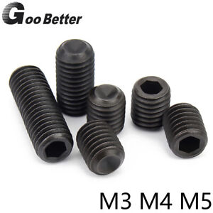 M3 M4 M5 Socket Cup Point Grub Screws Hex Allen Set Screws Black Stainless Steel