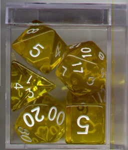 NEW CUBE RPG Dice Set of 7 - Translucent Yellow - Picture 1 of 2