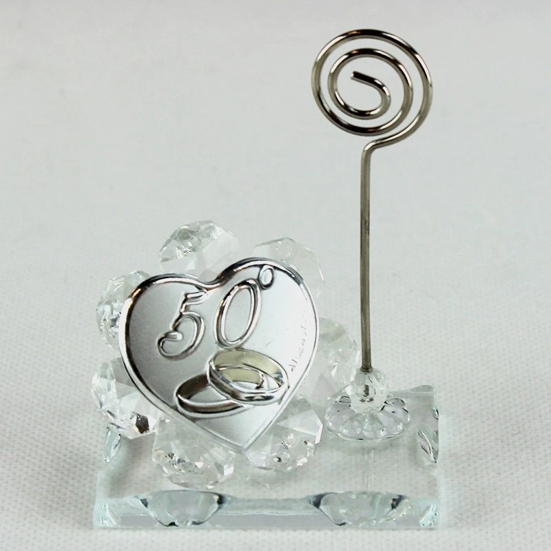 26056-trasparente Bomboniere Portafoto Memo Clip in cristallo 50 Anniversario di - Immagine 1 di 1