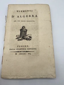Elementi d 'Algebra. Torino, 1806 - Picture 1 of 8