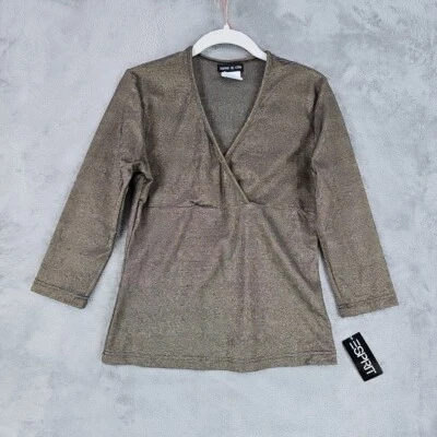 Top vintage Y2K Esprit De Corp. para mujer M metálico dorado grunge elástico nuevo con etiquetas Foto 1 de 4