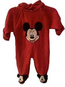 Mickey Mouse One Piece Fleece Hoodie Zip Up Costume Outfit 6-9 Months Disney - Picture 1 of 4