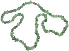 Vintage Jewelry Necklace Rock Stone Bead Chip Fern Mint Green Long Glass 15