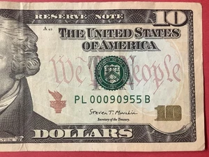 Trinario aleatorio ☆ billete de $10 dólares tres dígitos únicos ☆ número de serie elegante - Imagen 1 de 6