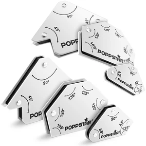Poppstar Schweißwinkel-Set 6 Stück (Winkelmaße 45°, 90°, 135°, 30°, 60°, 75°) - Bild 1 von 8