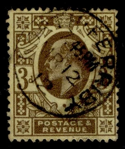 GB EDVII SG285 SPEC M22(2), 3d púrpura grisáceo sobre limón, BIEN USADO. Gato 15€. CDS - Imagen 1 de 1