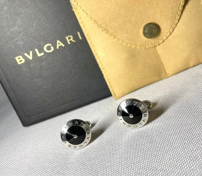 Autentici bellissimi gemelli BVLGARI e argento sterling ovale nero SV925 - Immagine 1 di 4