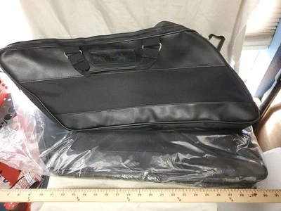 2 bolsas de equipaje Harley-Davidson estilo alforja inclinadas OEM cremallera lona cuero negro Foto 1 de 4