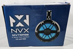 2x 8" Marine Tower Speakers with LED Lighting 750W Peak 359° Swiveling Clamps - Picture 1 of 6