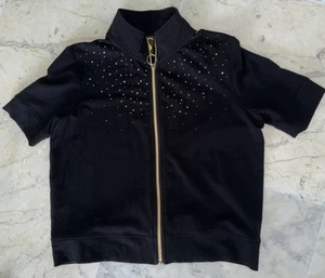 Sudadera Ligera Spartelle Petite M Negra Con Cremallera Dorada Y Tachuelas - Imagen 1 de 3