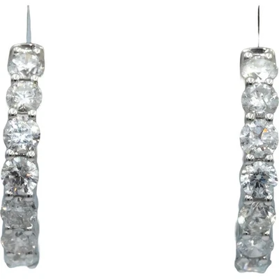 Aretes tipo argolla circulares redondos de diamantes de oro blanco de 14 k de 5,0 quilates Foto 1 de 4