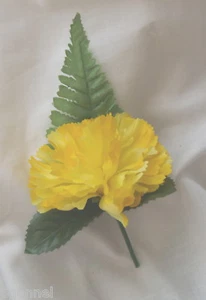 4 OFF YELLOW CARNATION BUTTON HOLE + LAPEL PIN - Picture 1 of 1