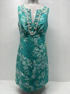 Lilly Pulitzer Adelia Dress Birds And the Bees Beaded Lagoon Green New * Size 6 - Picture 1 of 10
