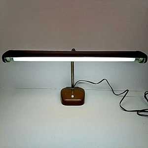 Desk Lamp TLBI Fluorescent Gooseneck Metal Brown Vintage Drafting Light Works - Picture 1 of 10