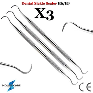 Sickle Scaler Set Of 3 H6/H7 Dental Hand Instruments Dentist Laboratory Tools X3 - Picture 1 of 4