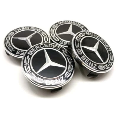 4pcs 75 mm for Mercedes-Benz hubcaps centre caps black hub cap wheel cover - Image 1 of 4
