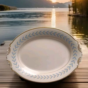 Syracuse China Old Ivory Sherwood Blue Gold Laurel Serve Platter Oblong 12"L - Picture 1 of 6