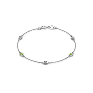 5 Stone Peridot Lab Created Diamond 1/2 ctw Station Bracelet 14K Gold JP:167184 - Picture 1 of 16