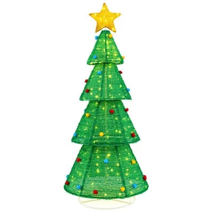 6,2' faltbarer Weihnachtsbaum mit 200 integrierten LED-Leuchten Top Stern Dekoration - Bild 1 von 10