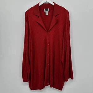 Maggie Barnes Tunic Cardigan Sweater Plus Size 4X Red Stretch Knit Long Sleeve - Picture 1 of 10