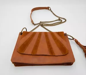 Kohl's braun Kunstleder Wildleder Geldbörse Clutch Boho Quasten Kette Schultergurt - Bild 1 von 9