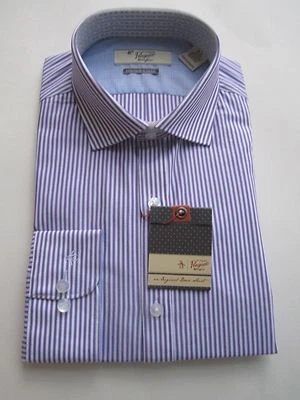 NUEVO NUEVO CON ETIQUETAS PENGUIN MUNSINGWEAR DELGADO Púrpura Rayas HOMBRE CAMISA DE VESTIR 16 1/2 LS 32/33 Foto 1 de 4
