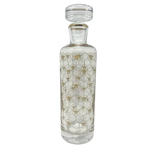 Williams Sonoma Honeycomb Gold Bee Print Spiritus Dekanter mit Stopfen 34oz NEU - Bild 1 von 11
