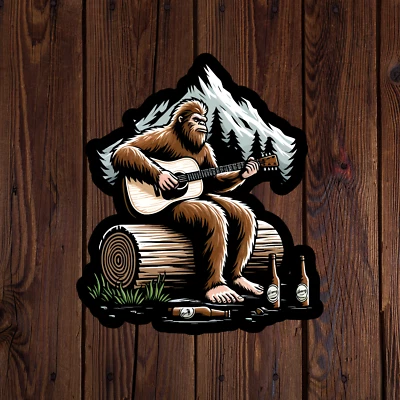 BUMBLEBEE APPAREL Bigfoot camping sticker vinyl decal cryptid guitar mountain laptop mug car alien